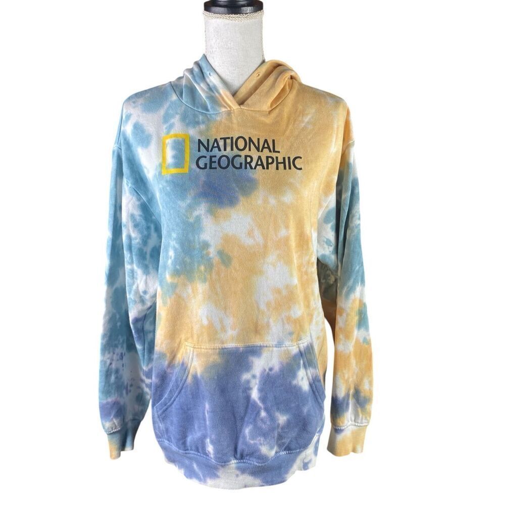 National Geographic Mens Multicolor Bahamas Islands Tie Dye Fleece Hoodie Med